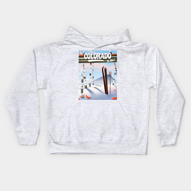 Colorado Ski poster Kids Hoodie by nickemporium1